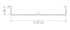 Profile drawing of 1.5 inch mechanical lock standing seam panel with 12, 16 and 20 inch width options