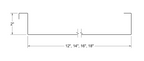 Profile drawing of 2 inch mechanical lock standing seam panel with 12, 14, 16 and 18 inch width options